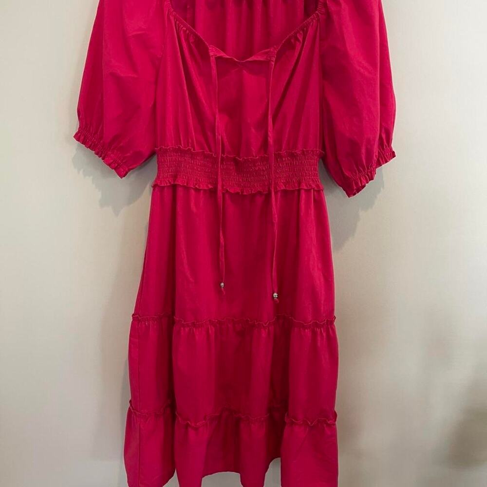 Indigo Rose Hot Pink Smocked Tiered Mini Dress — Size Medium